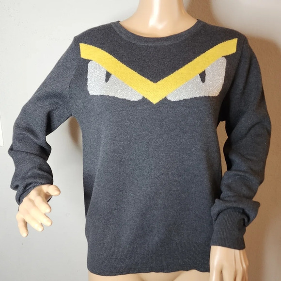 Tiffany Ann wool-blend silver sparkle grey yellow sweater. Est size small. Owl. - Picture 1 of 15